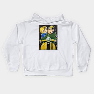 Retro Scooter, Classic Scooter, Scooterist, Scootering, Scooter Rider, Mod Art Kids Hoodie